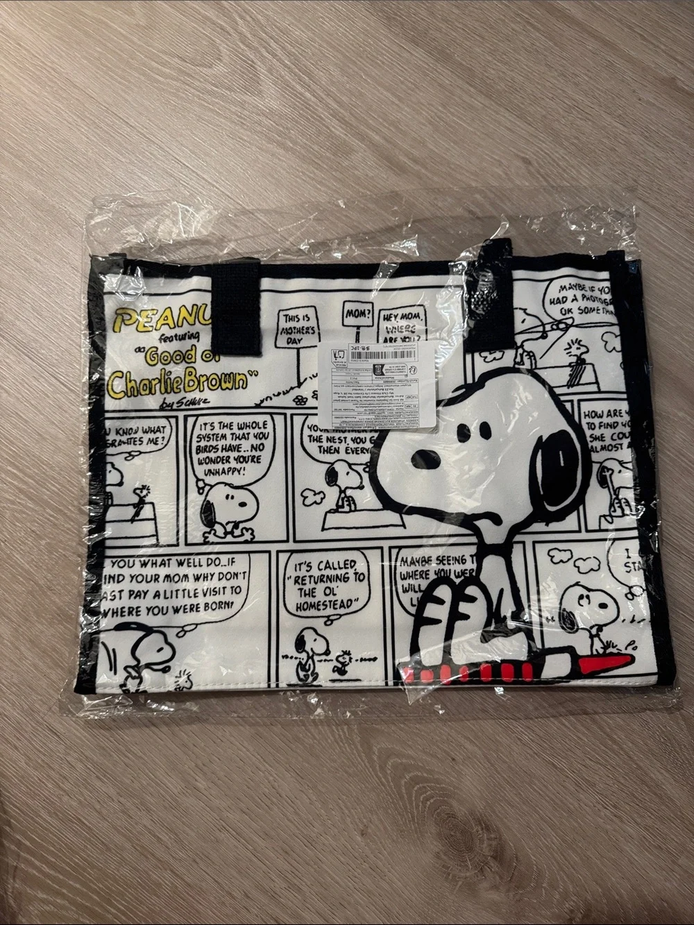 Peanuts Charlie Brown Snoopy Black & Cream Tote Bag NEW 🏷️_4